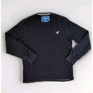 American Eagle Outfitters Sweater Men's Large Black Vintage Fit Crew Neck Logo